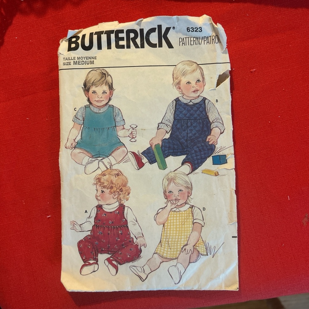 Butterick Kids Bibs and Rompers in Blue and Red Patterns